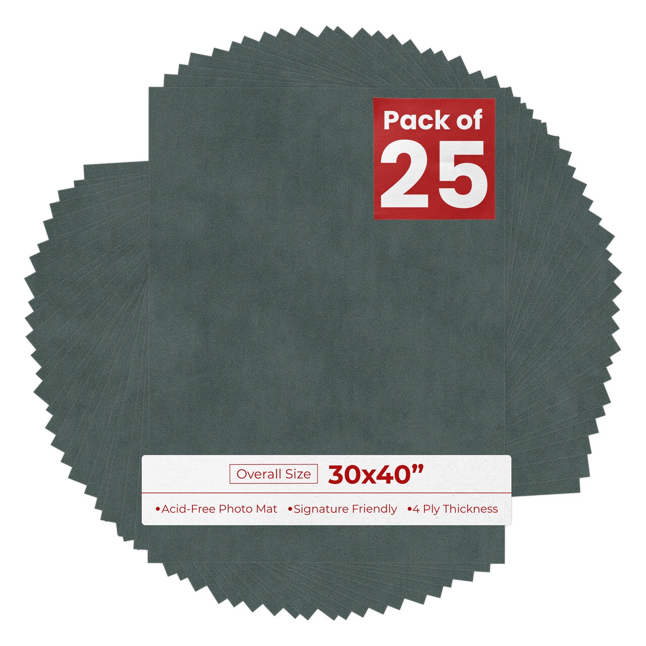 Dark Grey Suede 30x40 Uncut Mat Board - Blank Sheets, No Opening